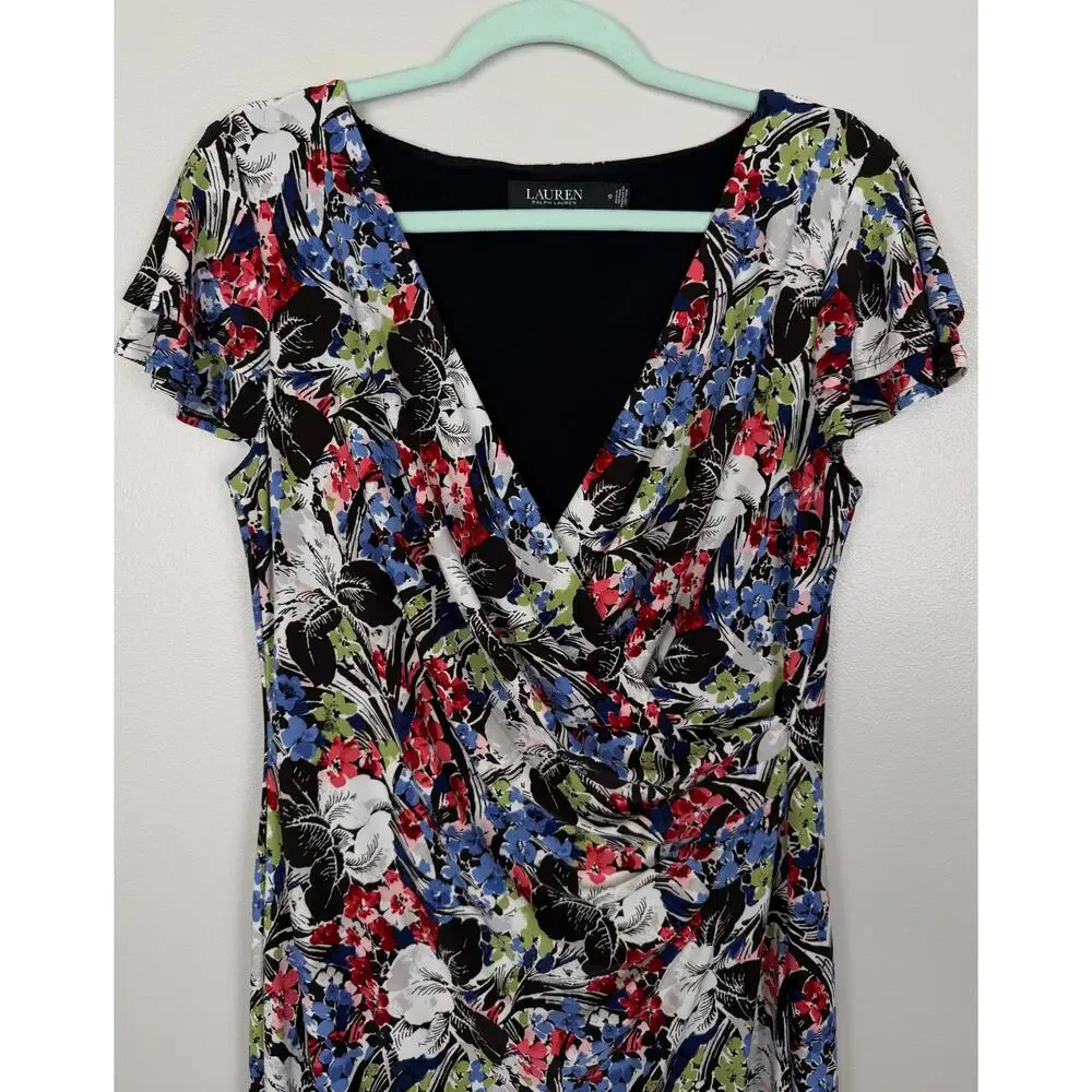 Lauren Ralph Lauren Floral Flutter-Sleeve Surplice Dress Multicolor Size 10